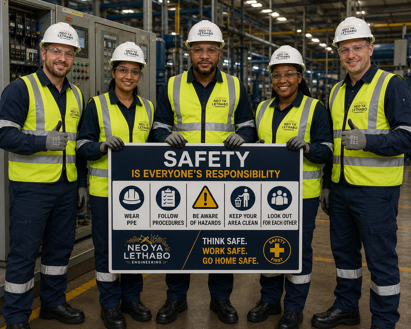 Neo Ya Lethabo team demonstrating safety commitment
